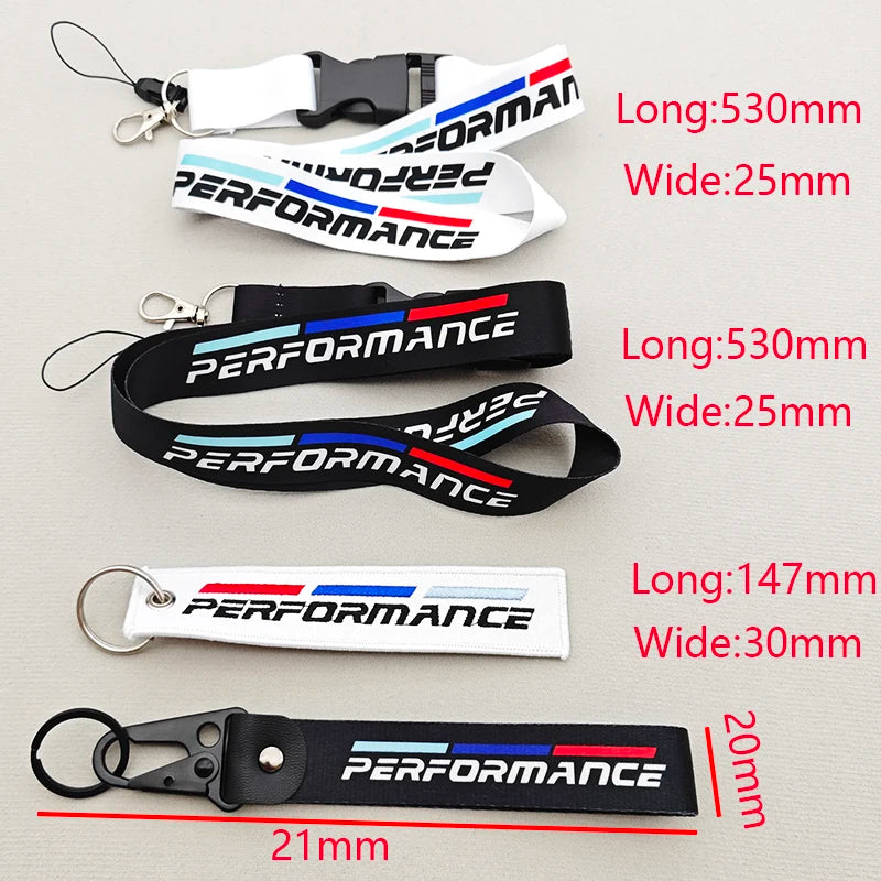 Carabiner keychain car lanyard — black with performance stripes
