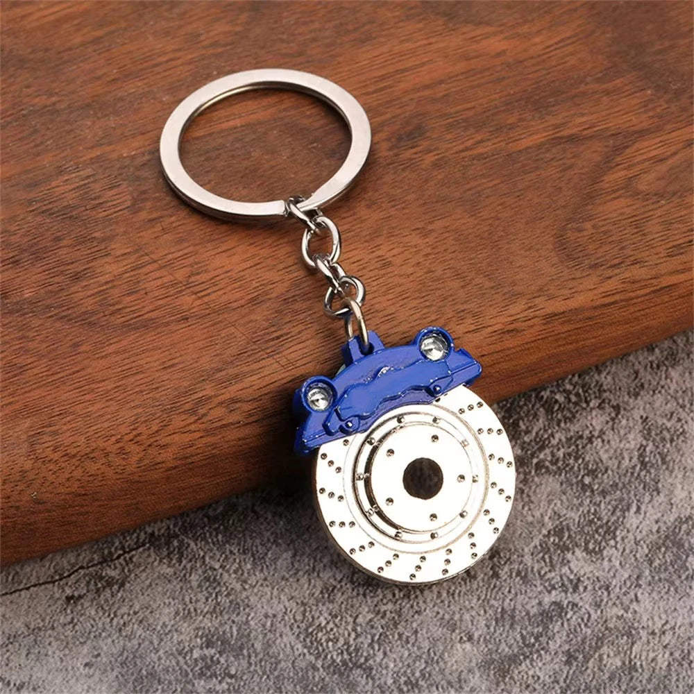 Brake rotor keychain — zinc alloy ventilation holes detail