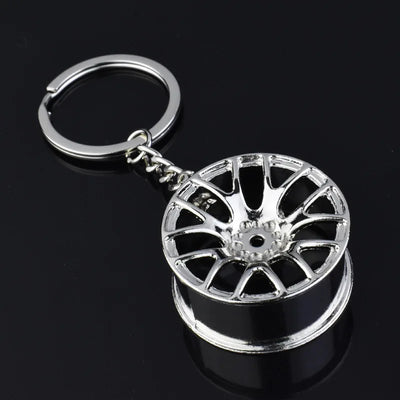 JDM wheel rim keychain — mini alloy rim replica with deep dish and split ring