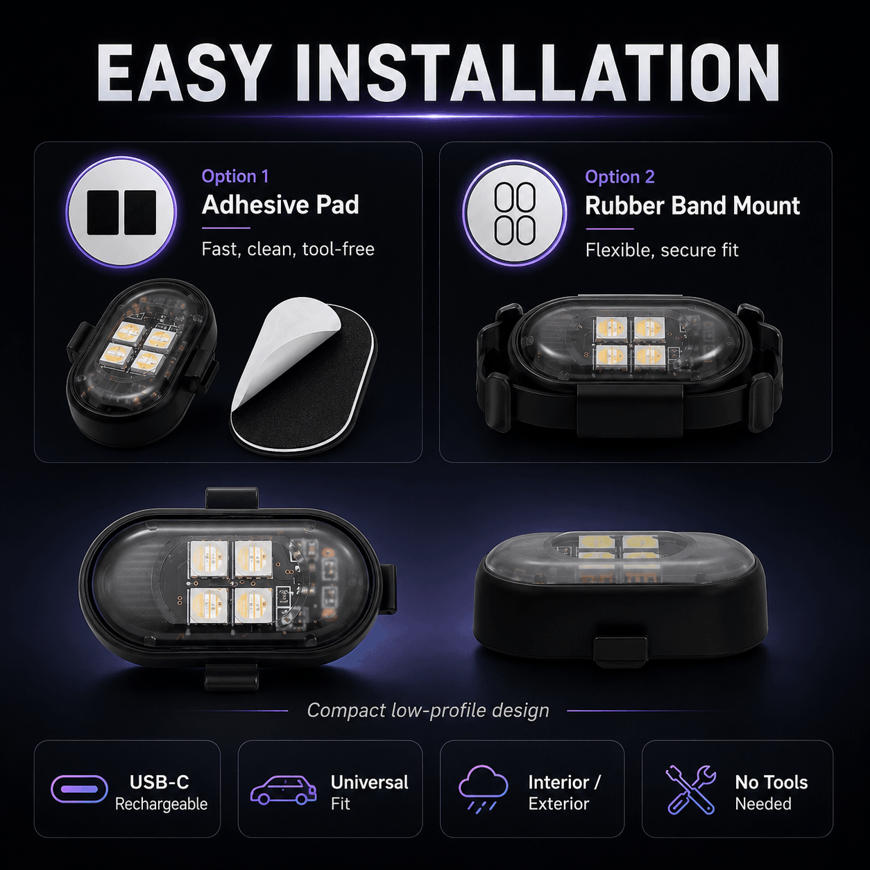 easy installation of light motorsports rgb glow pods