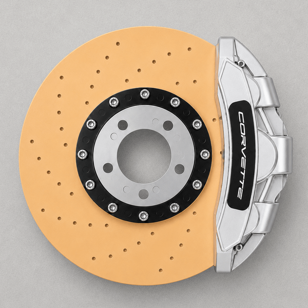 LED performance brake disc lamp in Silber with KORVETTE caliper — Light Motorsports