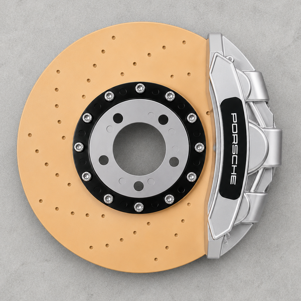 LED performance brake disc lamp in Silber with PORSCHE caliper — Light Motorsports